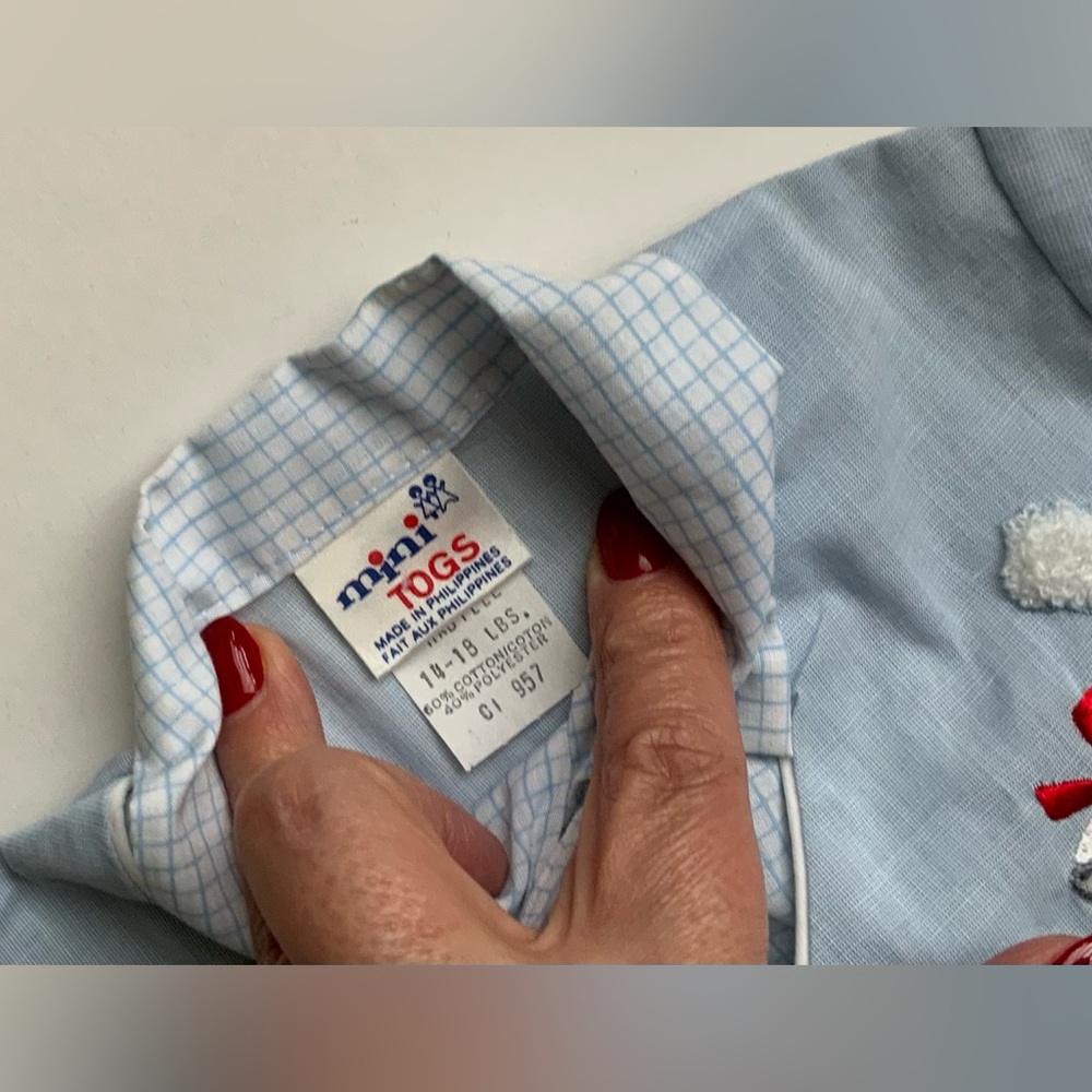 Vintage Blue Baby Outfit with Embroidered Details - Picture 4 of 7